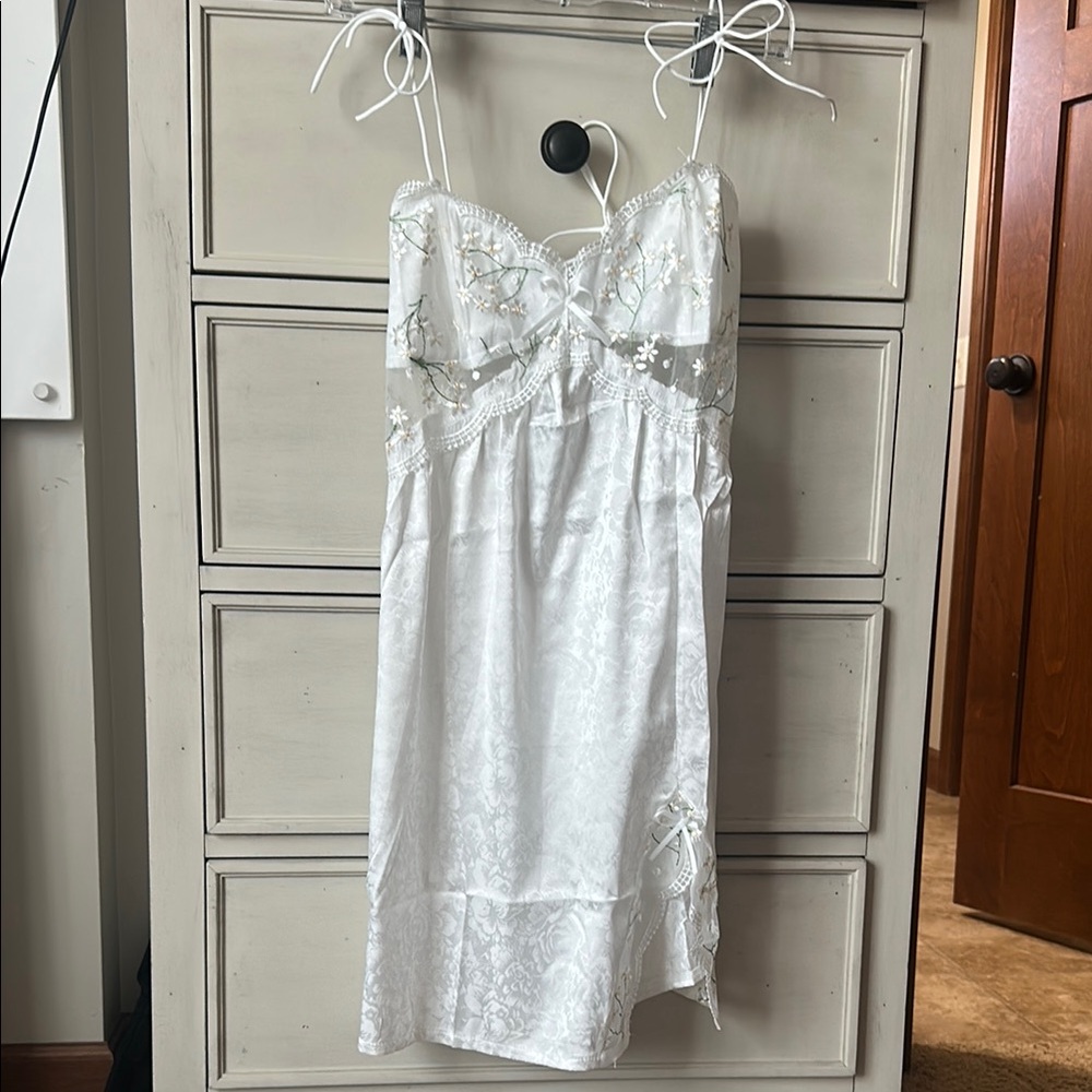 Amazon White Lace Chemise with Spaghetti Straps